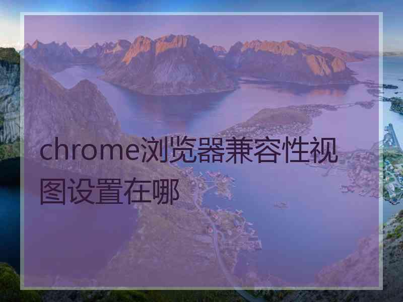 chrome浏览器兼容性视图设置在哪
